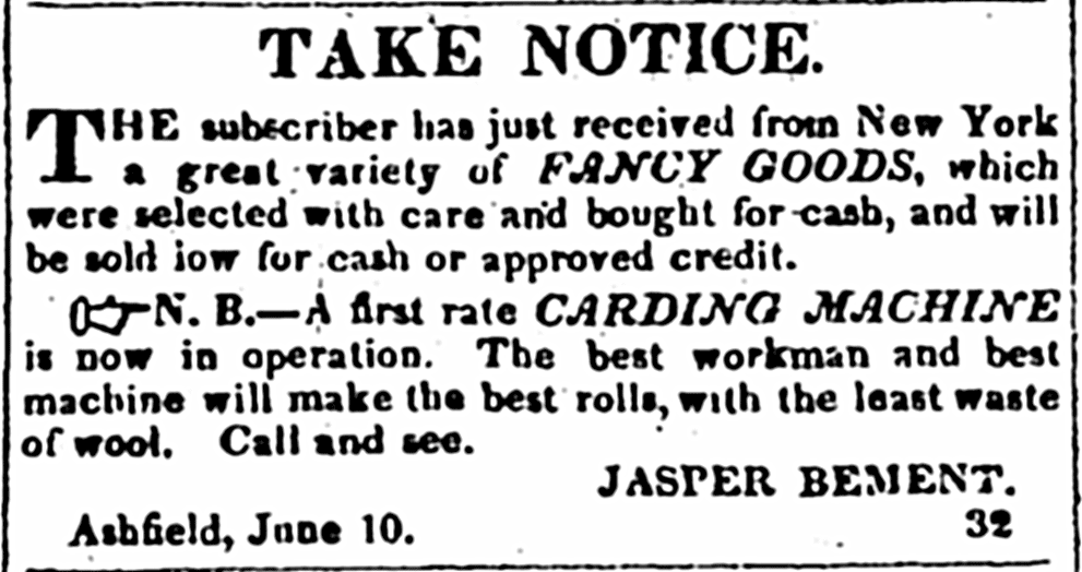 June 17th, 1829. Hampshire Gazette, Northampton, MA